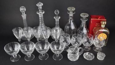 A Collection of Various Glass to Comprise Cut Glass Decanters to Include Globe and Stalk and Mallet,