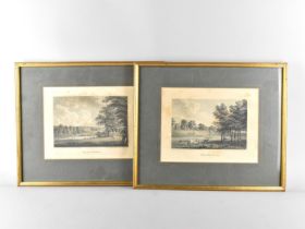 Two 18th Century Engravings Published Feb 1795 by James Walker 'Oatlands, Surrey' and 'Walton