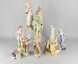 A Collection of Various Continental Porcelain Figures to Include Bisque Dandies and Ladies,