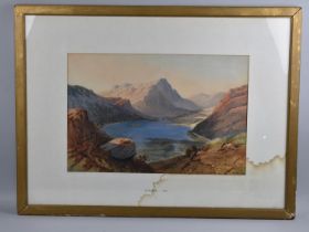 A Framed Watercolour Depicting Mountain Lake by H Herman, 1866, 49x32.5cms, Please note: Mount Water