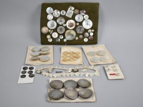 A Collection of Various Mother of Pearl Buttons together with a Similar Necklace and Earring