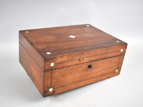A Late 19th Century Mother of Pearl Inlaid Rosewood Workbox, Inner Tray Missing, 27cms Wide