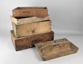 A Collection of Vintage Wooden Boxes, Wooden Cutlery Tray Etc