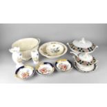 A Collection of Ceramics to Comprise Two Edwardian Tureens, Bowls, Two Aynsley Vases etc