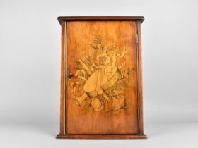 A Continental Inlaid Wall Hanging Key Cabinet, Hinged Door with Tambourine and Musical Instrument