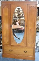 An Edwardian Inlaid Mahogany Mirror Fronted Wardrobe with Base Drawer, 120cms Wide