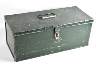 A Green Painted Metal Tool Box, 46cms Long