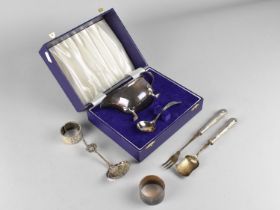 A Collection of Silver Plate to Comprise Cased Sauce Boat and Spoon, Napkin Ring etc Together with a