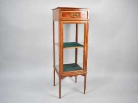 An Edwardian String Inlaid Mahogany Display Cabinet with Single Top Drawer, 36cms Square and