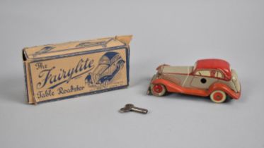 A Boxed Fairylite Table Roadster with Clockwork Motor and Key, Box Showing Signs of Age