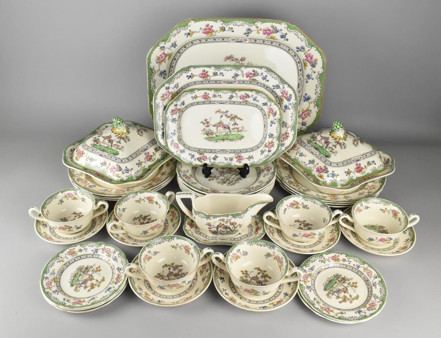 A Copeland Spode Eden Dinner Service to Comprise Three Graduated Platters, Six Large Plates, Six