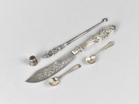 A Collection of Various Silver Items to Comprise Silver Handled and Bladed Knife by Hilliard &