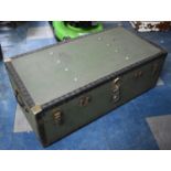 A Vintage Metal Mounted Travelling Trunk, 101cms Wide