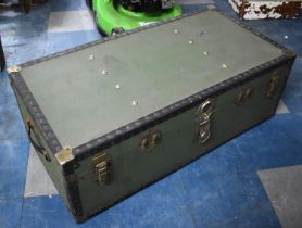 A Vintage Metal Mounted Travelling Trunk, 101cms Wide
