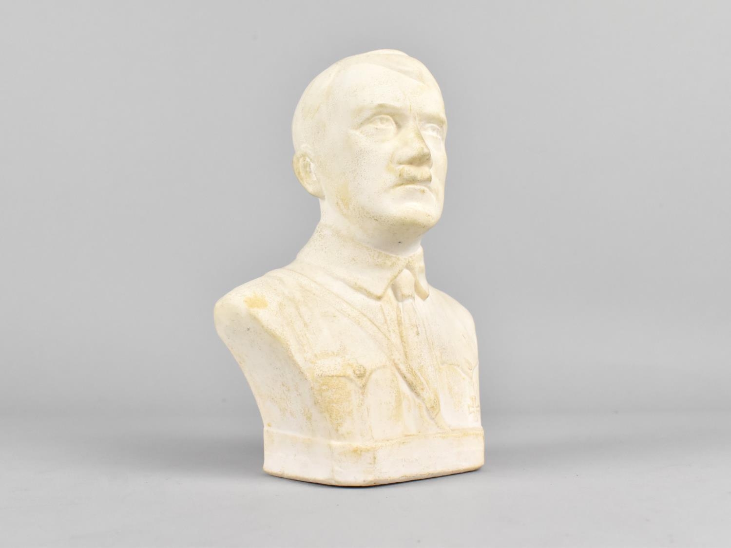 A Cast Reconstituted Stone Bust of Hitler, 17cms High