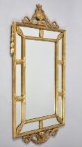 A Mid 20th Century Gilt Framed Sectional Pier Mirror with Adam Vase and Swag Finial, 58x109cms