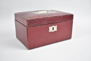 An Edwardian Leather Covered Jewellery Box with Removable Three Section Tray, Inset Carrying