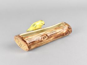 A Vintage Portland (P.P.C) Pottery Planter in the Form of a Log with Yellow Bird