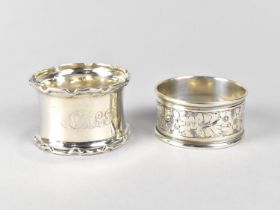 Two Silver Napkin Rings, both with Chester Hallmarks to Include One by Charles Horner and the