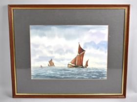 A Framed Watercolour Depicting Fishing Barges by Alan Whitehead, 34x24.5cms