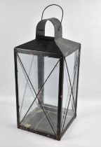 A Large Modern Glazed Tinplate Lantern, 60cms High