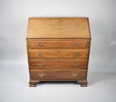 A 19th Century Mahogany Fall Front Bureau with Fitted Interior and Four Long Drawers to Base,