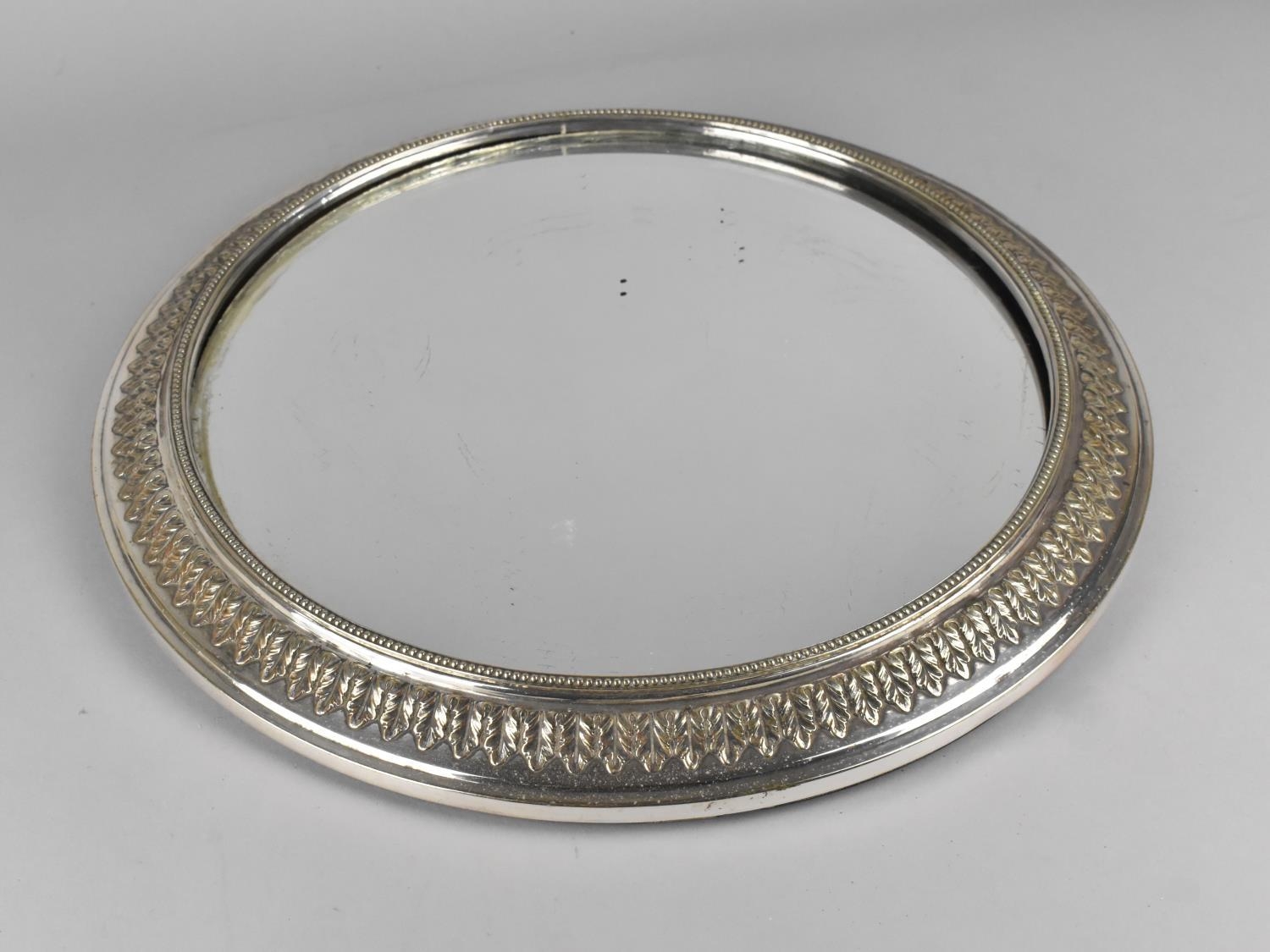A Mid/Late 20th Century Mirrored Circular Cake Stand, 40cms Diameter, Missing One Ball Foot