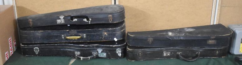 A Collection of Five Vintage Violin Cases