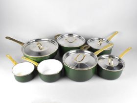 A Collection of Enamelled Cooking Pans