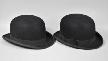 Two Vintage Bowler Hats, Size 6.7/8ths