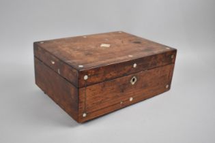 A Late 19th Century Rosewood Workbox with Mother Of Pearl Disc and String Inlay, Now Repurposed as a