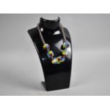 A Vintage Necklace Comprising 1930s Multi Coloured Floral and Amethyst Glass Beads