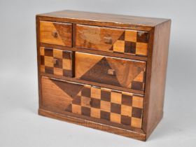 A Continental Inlaid Miniature Collectors Chest of Five Drawers, 17.5cms Wide and 15.5cms High