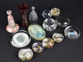 A Collection of Various Glass Paperweights to Include Early 20th Century Souvenir Examples etc