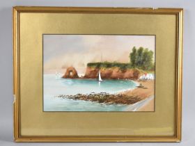 A Framed Gouache Depicting Seaside Bay, Signed W Linden, 24x16.5cms