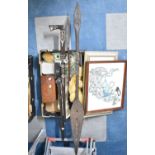 A Collection of Various Treen and Other items to include African Paddle/Spear, Pictures and