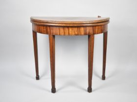 A Mid 19th Century Mahogany Demilune Lift Top Games Table, Requires New Beize, Square Tapering