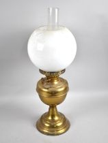 A Mid 20th Century Brass Oil Lamp, 53cms High Overall