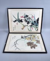 A Pair of Framed Chinese Painting of Birds, Each 43x33cms
