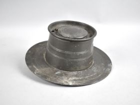 A 19th Century French Pewter Desktop Inkstand of Circular Form, Missing Ceramic Ink Container, 22.