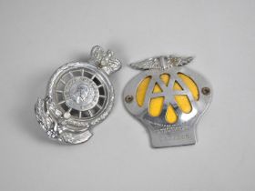 A Vintage Chromed Royal Automobile Club Badge together with a Vintage AA Badge