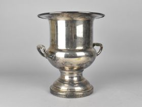 A Late 20th Century Silver Plated Two Handled Wine Cooler, 22.5cms Diameter and 26cms High