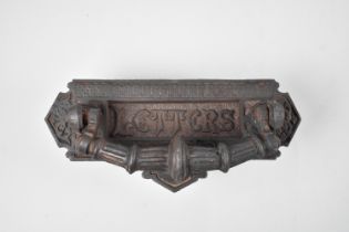 A Mid/Late Victorian Combination Letter Flap and Door Knocker in Cast Iron, 21.5cms Wide