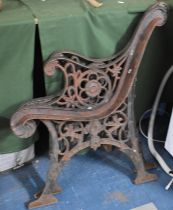 A Pair of Cast Iron Bench Ends with Floral Motif Decoration
