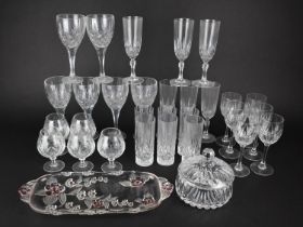 A Large Collection of Glassware to Comprise Large Wines, Champagnes, Brandy Balloons, Tumblers etc