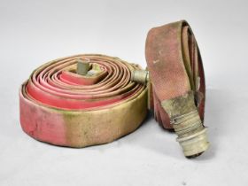 A Pair of Vintage Canvas Fire Engine Hoses with Alloy Fittings