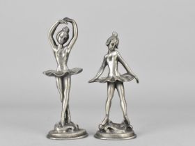 A Pair of Modern Continental Pewter Ballerina Figures, 12.5cms High