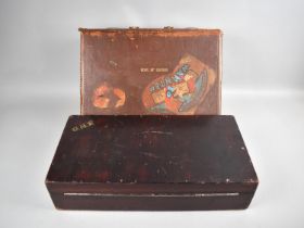 A Vintage Leather Document Case for the Govt. of Canada together with a wooden bo monogrammed C.A.R.