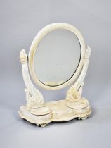 A White Painted Late Victorian Swing Dressing Table Mirror with Oval Glass, 55cm wide