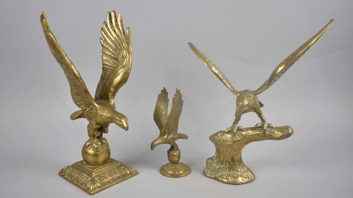 A Collection of Four Brass Studies of Eagles with Wings Outstretched, Tallest 27cms High - Image 2 of 2